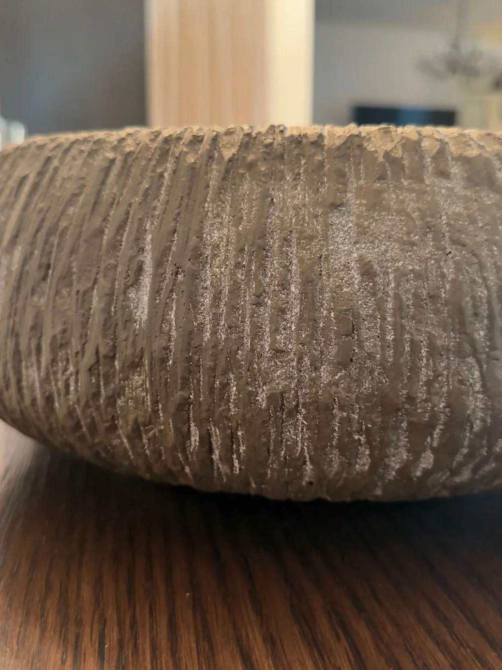 Textured Round Decorative Bowl in Taupe
